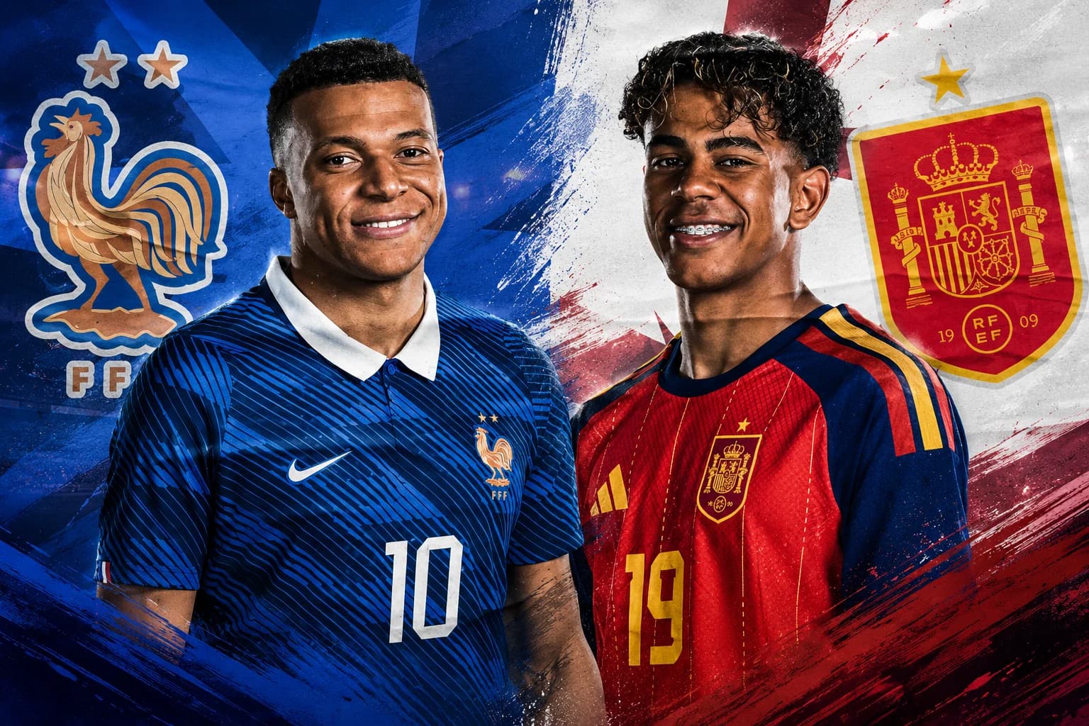 Spain players celebrate after defeating France 2-0 in the FIFA World Cup semi-final to qualify for the 2026 World Cup final.