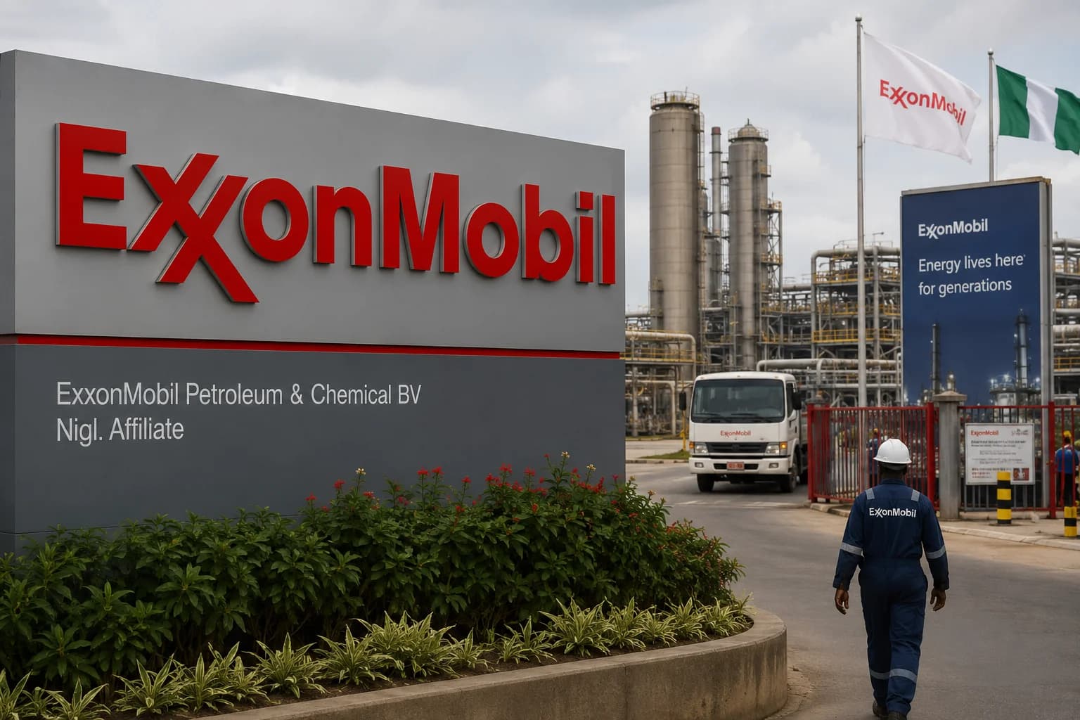 Offshore oil production facility in Nigerian waters representing ExxonMobil and its partners’ planned $1 billion investment in the Usan Infill Project.