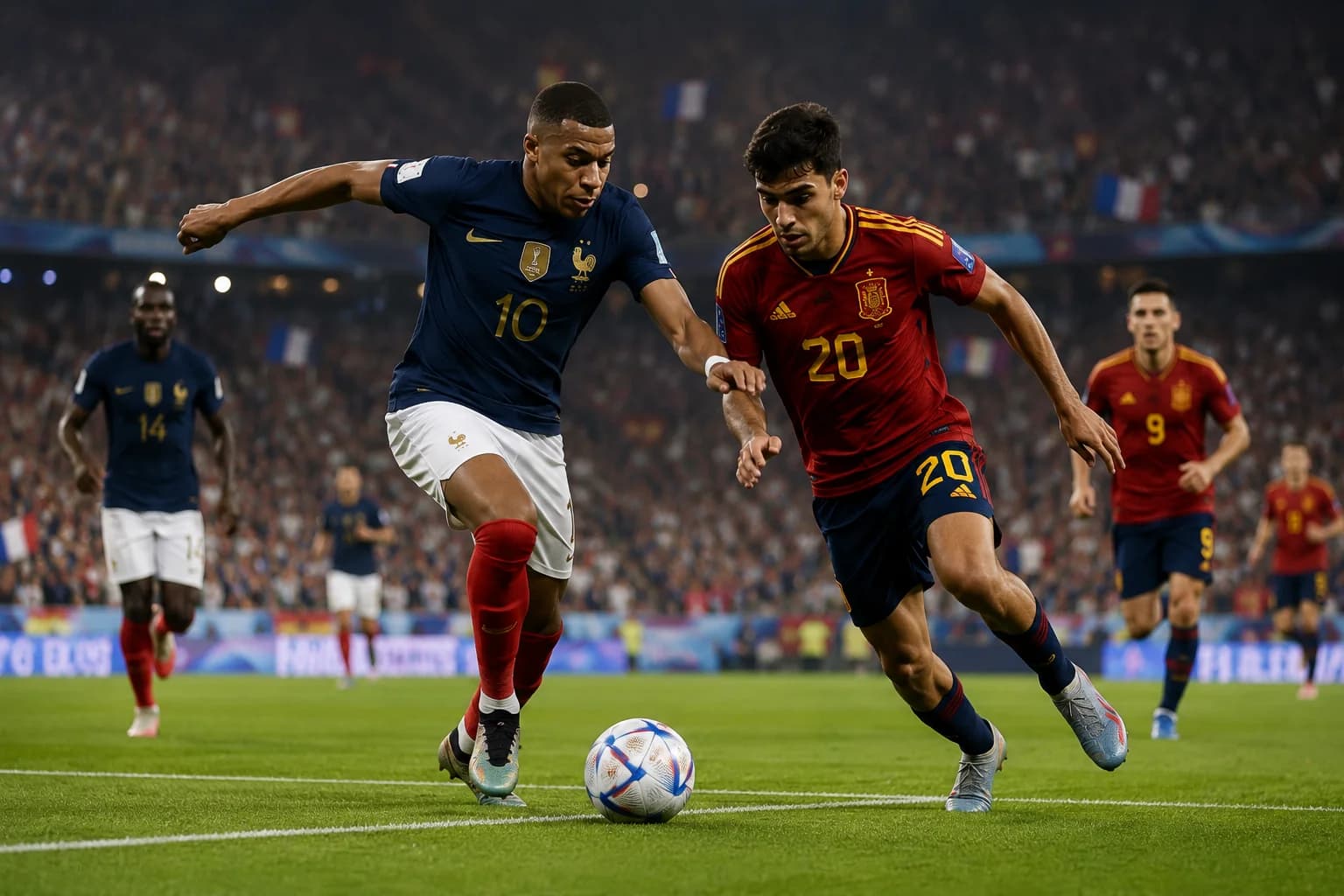 France's Kylian Mbappé and Spain's Lamine Yamal ahead of the 2026 FIFA World Cup semi-final in Dallas, where a place in the final is at stake.