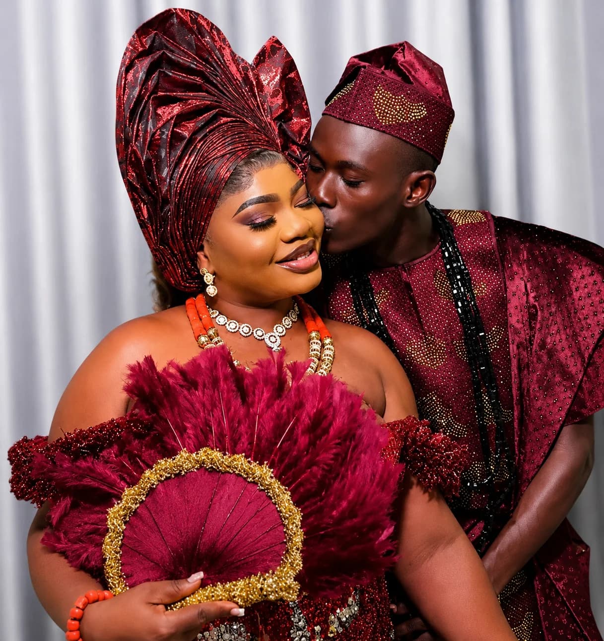 GehGeh wearing traditional Nigerian attire during a ceremony that sparked widespread online speculation about his marital status.