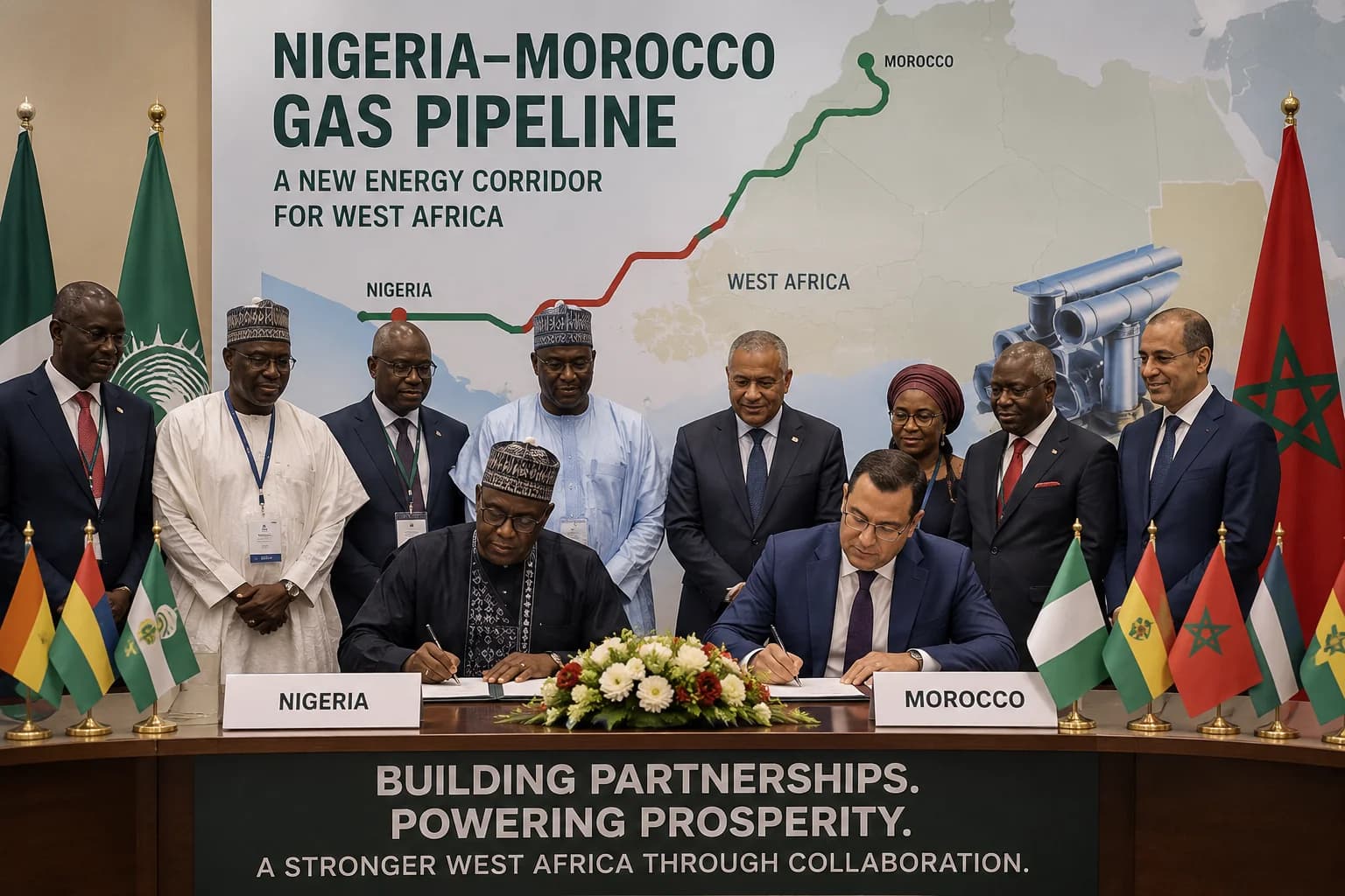 West African leaders gather at the ECOWAS summit in Freetown after approving the Nigeria–Morocco Gas Pipeline project linking Nigeria to Morocco through 13 countries.