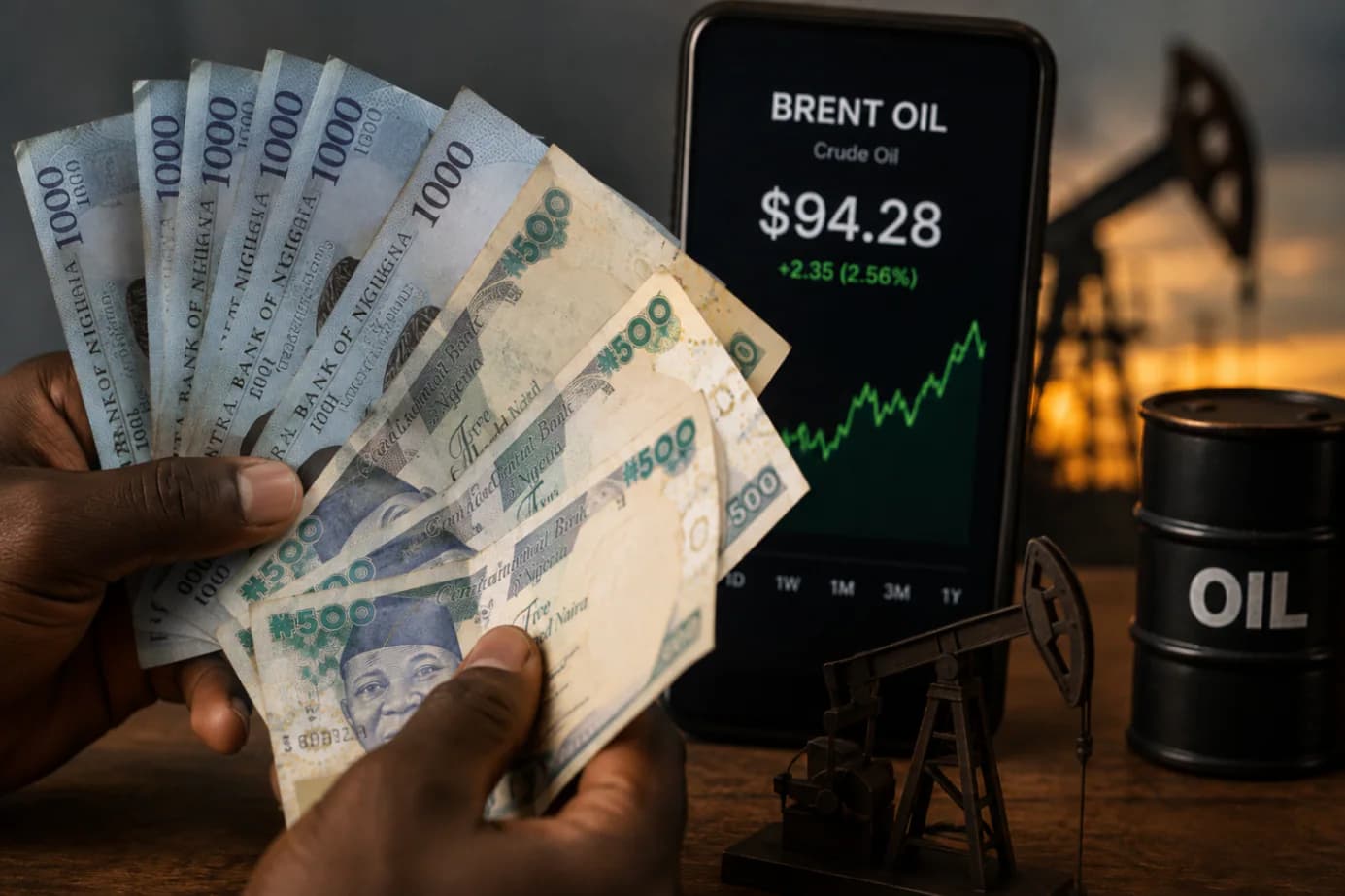 Nigerian naira exchange rate and rising Brent crude oil prices